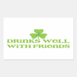 DRINKS well with friends shamrock clover leaf 長方形シール