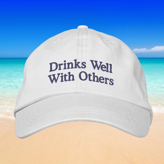 Drinks Well With Others Funny Preppy Wine Baseball 刺繍入りキャップ