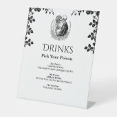 Drinks White Elegant Gothic Skeleton Wedding 台座サイン (正面)