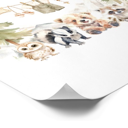 Drinks Woodland Adventure Boy Baby Shower ポスター (角)