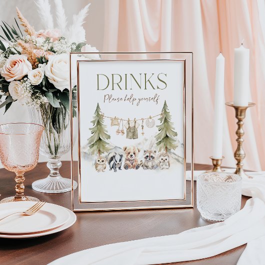 Drinks Woodland Adventure Boy Baby Shower ポスター