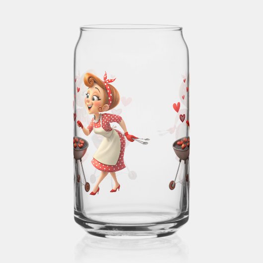 Drinkware Set Cooking Love Red Hearts  ガラス缶 (正面)