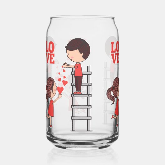 Drinkware Set Couple Love Red Hearts  ガラス缶 (正面)
