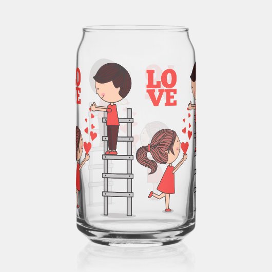 Drinkware Set Couple Love Red Hearts  ガラス缶 (右)