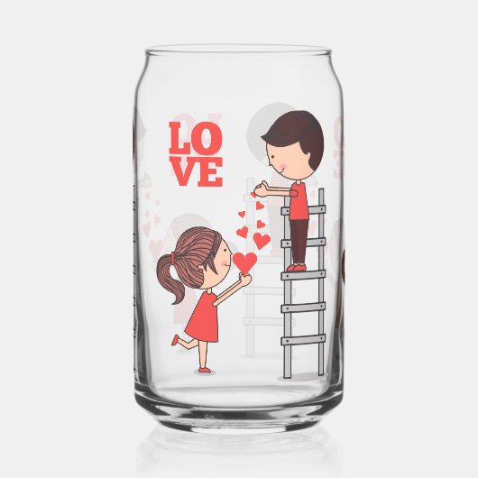 Drinkware Set Couple Love Red Hearts  ガラス缶 (左)