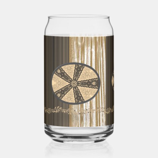 Drinkware Set Earth Tone Brown Beige Floral ガラス缶 (正面)