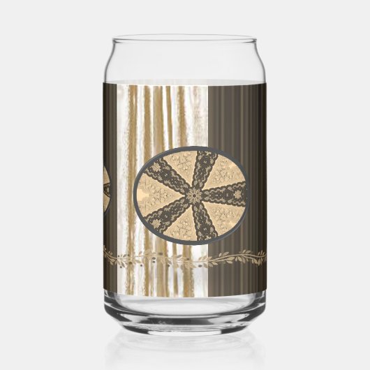 Drinkware Set Earth Tone Brown Beige Floral ガラス缶 (裏面)