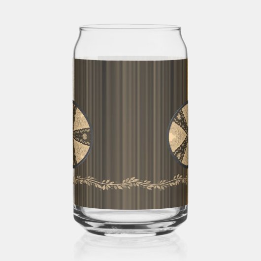 Drinkware Set Earth Tone Brown Beige Floral ガラス缶 (右)