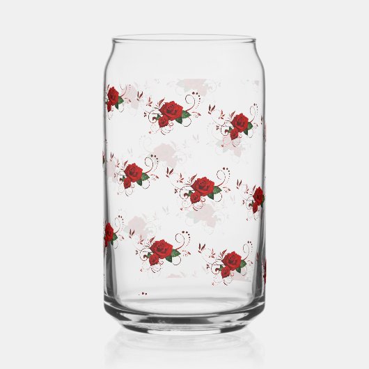Drinkware Set Love Red Rose Floral  ガラス缶 (正面)