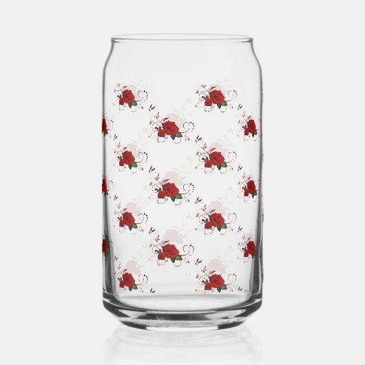 Drinkware Set Love Red Rose Floral ガラス缶 (正面)
