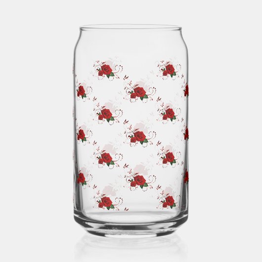 Drinkware Set Love Red Rose Floral ガラス缶 (裏面)