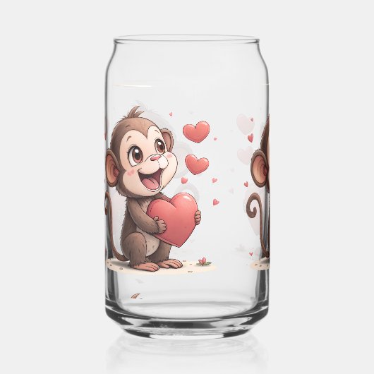 Drinkware Set Monkey Love Red Hearts ガラス缶 (正面)