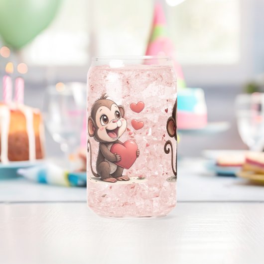 Drinkware Set Monkey Love Red Hearts  ガラス缶 (インサイチュ (バースデー))