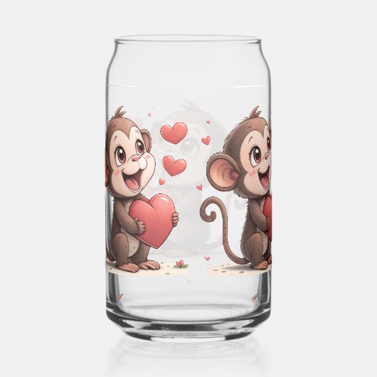 Drinkware Set Monkey Love Red Hearts ガラス缶 (右)