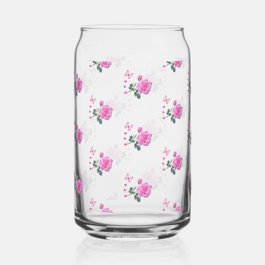 Drinkware Set Pink Rose Butterfly ガラス缶 (正面)