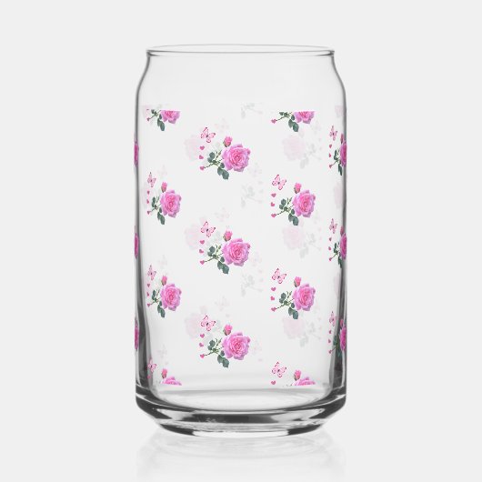 Drinkware Set Pink Rose Butterfly ガラス缶 (左)