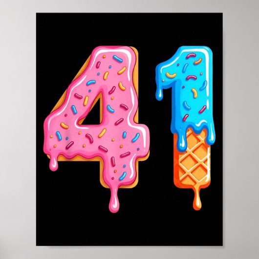 Drip 41 Meme Cool Baseball Style Number Forty One  ポスター (正面)