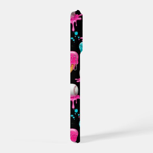 Drip Baseball Ice Cream Design Melting Baseball iPhoneケース (右側面)