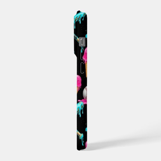 Drip Baseball Ice Cream Design Melting Baseball iPhoneケース (左側面)