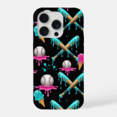 Drip Baseball Ice Cream Design Melting Baseball iPhoneケース (裏面)