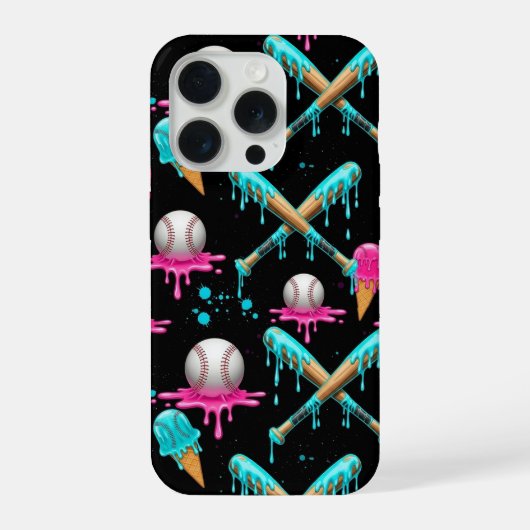 Drip Baseball Ice Cream Design Melting Baseball iPhoneケース (裏面)