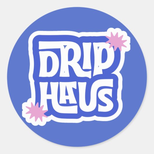 Drip Haus - レトロで遊び心のあるロゴ ラウンドシール (正面)