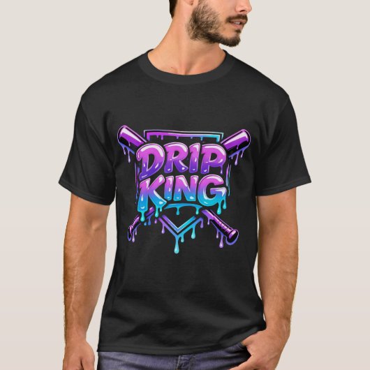 Drip King Baseball Typography Tシャツ (正面)