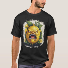 Dripping Angry Lemon with Bold Leaves Tシャツ