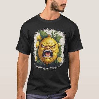 Dripping Angry Lemon with Bold Leaves Tシャツ
