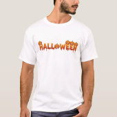 Dripping Halloween Text Jack-o'-Lantern Spooky Tシャツ (正面)