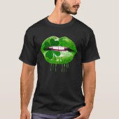 Dripping Lips Shamrock Funny St Patrick's Day Tシャツ (正面)