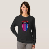 Dripping Lips Tongue Bisexual Pride Bisexuality Fl Tシャツ (正面フル)