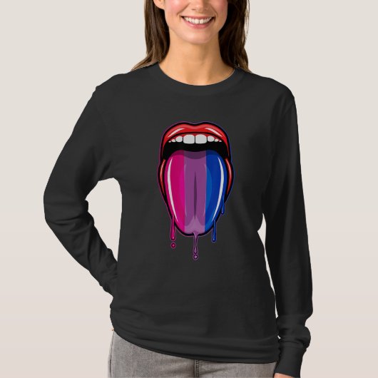 Dripping Lips Tongue Bisexual Pride Bisexuality Fl Tシャツ (正面)