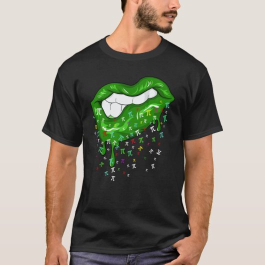 Dripping Lips With Pi Symbols St Patricks Day Pi D Tシャツ (正面)