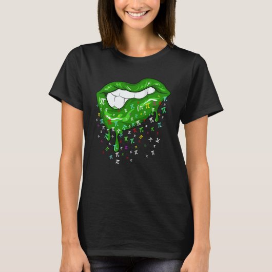 Dripping Lips With Pi Symbols St Patricks Day Pi D Tシャツ (正面)