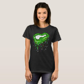 Dripping Lips With Pi Symbols St Patricks Day Pi D Tシャツ (正面フル)