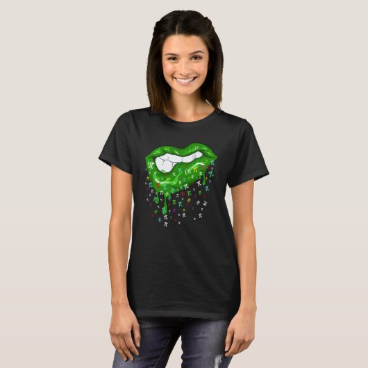 Dripping Lips With Pi Symbols St Patricks Day Pi D Tシャツ (正面フル)