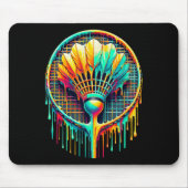 Dripping Paint Badminton Player Shuttle Racket マウスパッド (正面)