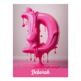 Dripping Pink Letter D - Customizable Name Poster  ポスター
