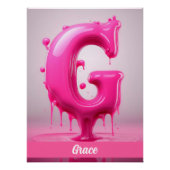 Dripping Pink Letter G - Customizable Name Poster ポスター (正面)
