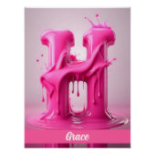 Dripping Pink Letter H - Customizable Name Poster  ポスター (正面)