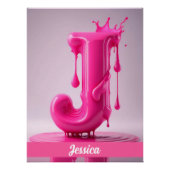 Dripping Pink Letter J - Customizable Name Poster  ポスター (正面)