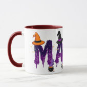 Dripping Purple and Black Mama Witch Hat and Pots マグカップ (左)