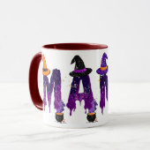 Dripping Purple and Black Mama Witch Hat and Pots マグカップ (正面左)