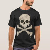 Dripping Skull Crossbones Skeleton Jolly Roger Fla Tシャツ (正面)