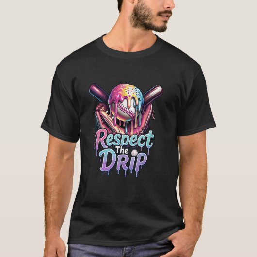 Dripping Softball Sports Drip Drippy Ice Cream Sof Tシャツ (正面)