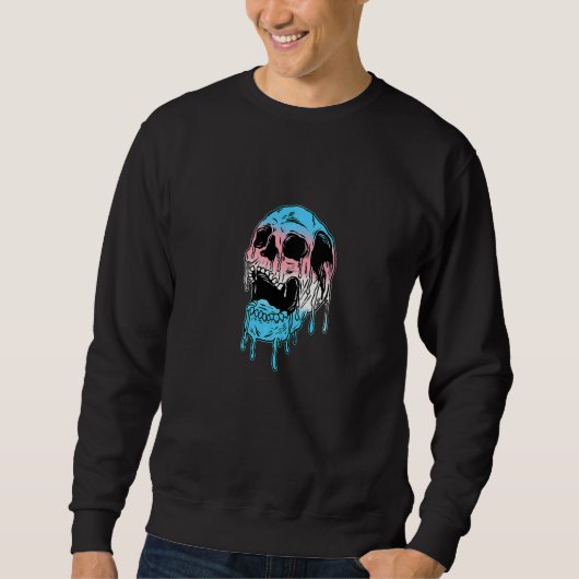 Dripping Trans Pride Skull Transgender LGBT Premiu スウェットシャツ (正面)