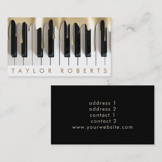 drips金ゴールドピアニスト音楽の名刺 名刺 (正面/裏面)