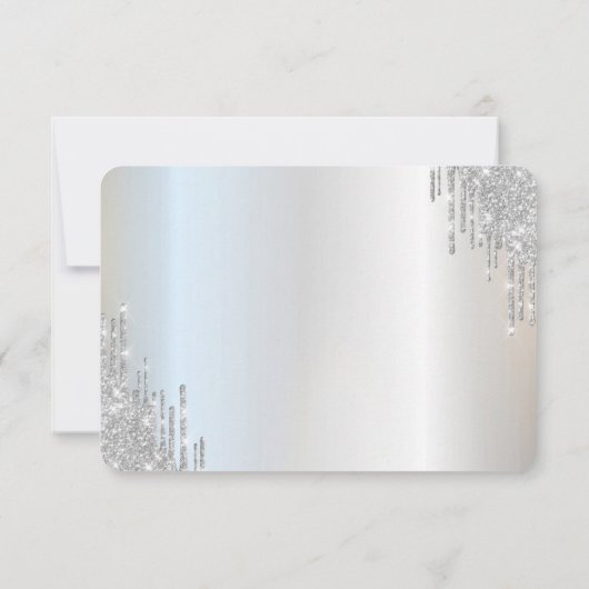  Drips Black Dress Eiffel Tower Sweet 16 RSVP  招待状 (裏面)