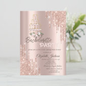  Drips Flowers,Champagne Glass Bachelorette Party 招待状 (スタンド正面)
